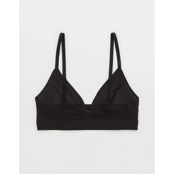 Aerie SMOOTHEZ Mesh Bralette True Black Size Small - Picture 1 of 11